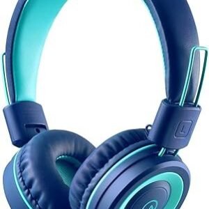 Kids Headphones - noot products K11 Foldable Stereo Tangle-Free 3.5mm Jack Wired Cord On-Ear Headset for Children/Teens/Boys/Girls/Smartphones/School/Kindle/Airplane Travel/Plane/Tablet (Navy/Teal)